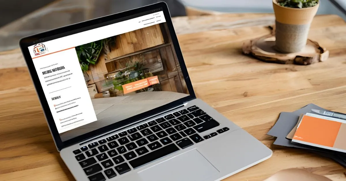 Web de pyme con errores de diseño visibles en un portátil.